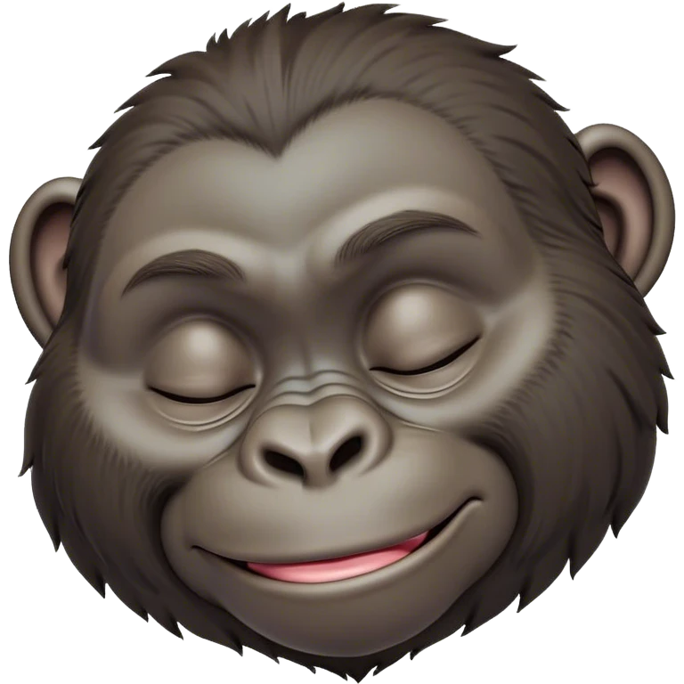 Meme-Worthy cute Sleeping Gorilla Portrait Emoji, Head resting peacefully with a contented smile, showcasing a luxuriant, thick Fur and eyes gently closed in serene slumber, Simplified yet hilariously adorable features, highly detailed, glowing with a soft, drowsy jungle light, high shine, relaxed and utterly lovable, stylized with an air of playful laziness, bright and heartwarming, soft glowing outline, capturing the essence of a sleeping gorilla that feels destined to become the next viral sensation of adorable rest! emoji