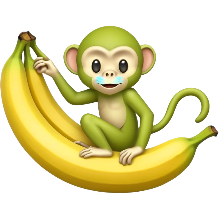 Green monkey inside a banana emoji
