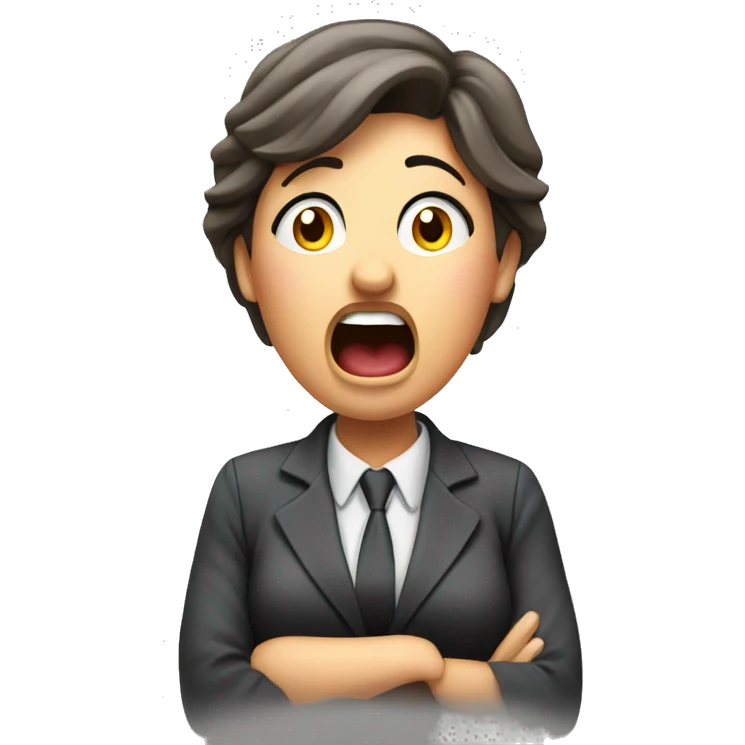 female payroll manager stressed at work and shouting  emoji