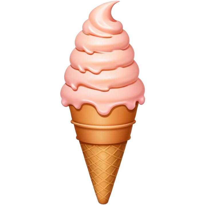 Peach ice cream in a cone, peachy pink color emoji