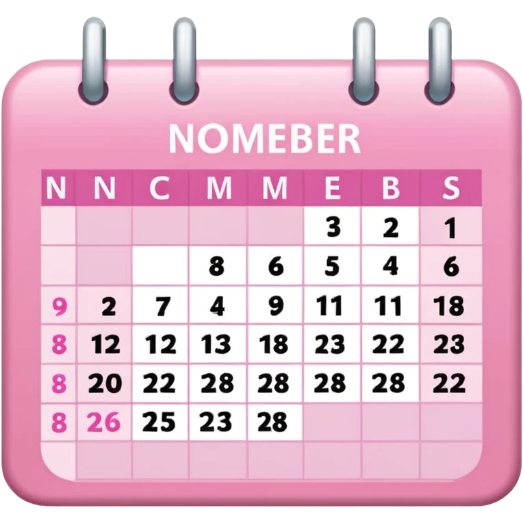 pink calendar of november 2025 emoji