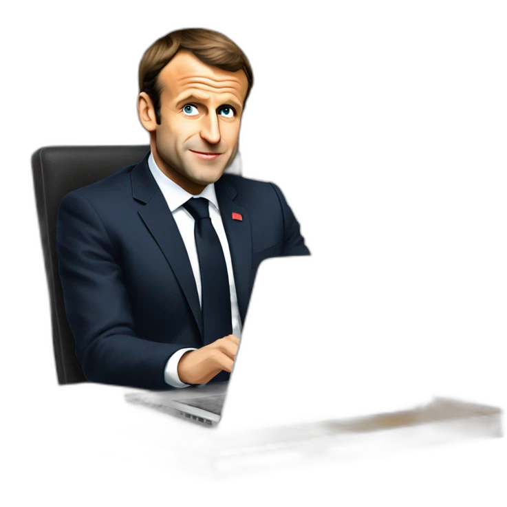 emmanuel macron using laptop emoji