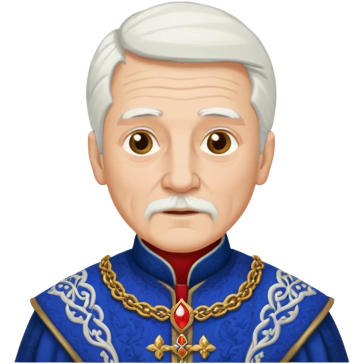 a white haired old man standing in medieval royal clothes emoji