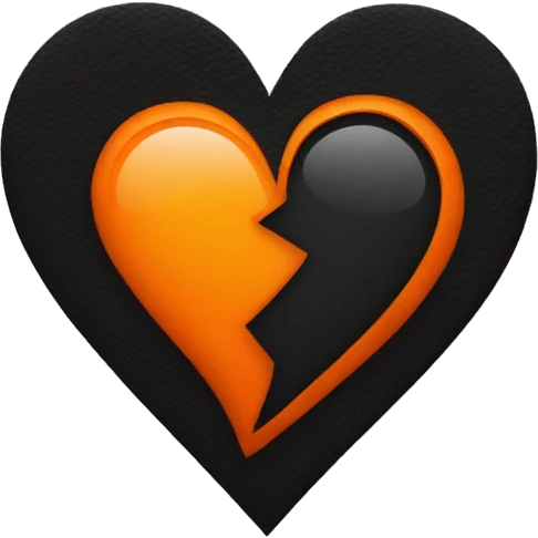 Half black and half orange heart emoji