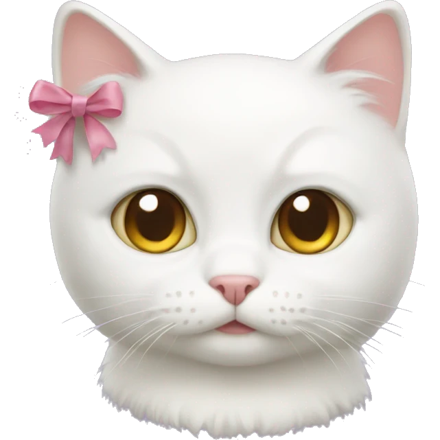 White cat with bow  emoji