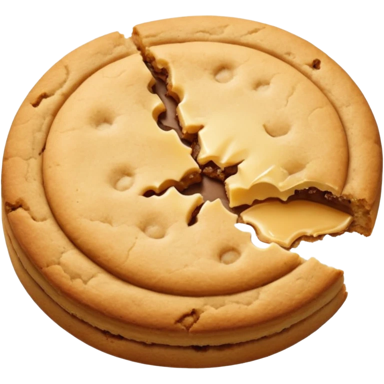 A pair of plain cookies, one of them with a bite taken out. emoji