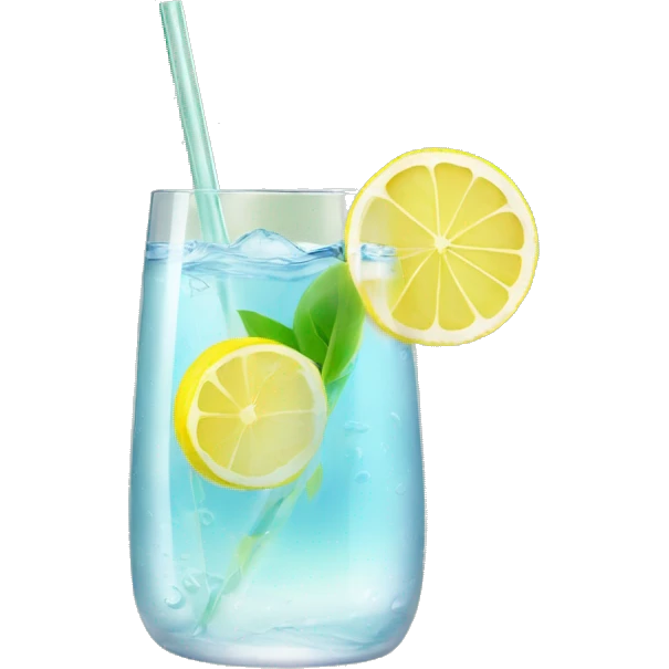 clear water with lemon in glass with bamboo lid and straw emoji