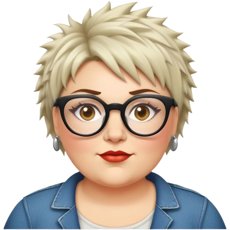  plus size white women with short shaggy spiked hair wearing glasses emoji