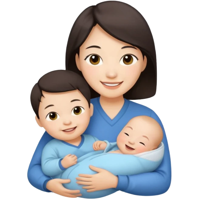 Chinese mom with newborn boy emoji