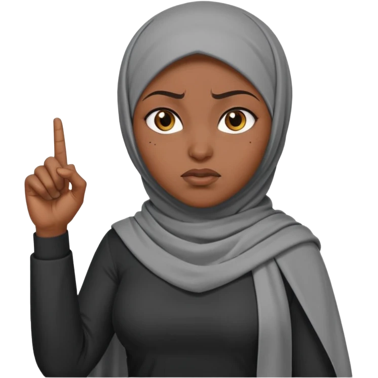 сердитая черная женщина мусульманка в полный рост   показывает рукой в право  emoji