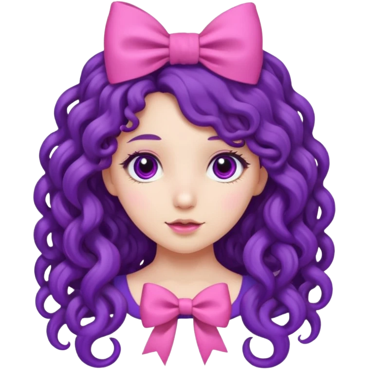 purple long curly haired girl with bow emoji