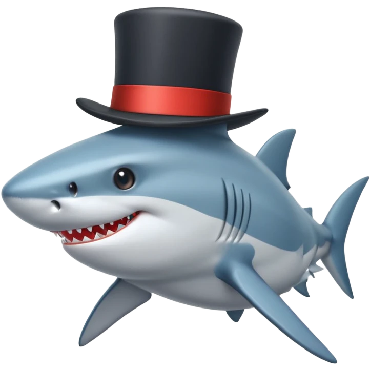 Shark with a top hat emoji