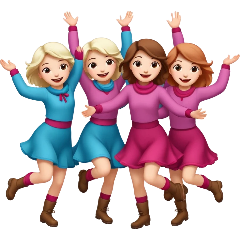 girls dancing in the snowing emoji