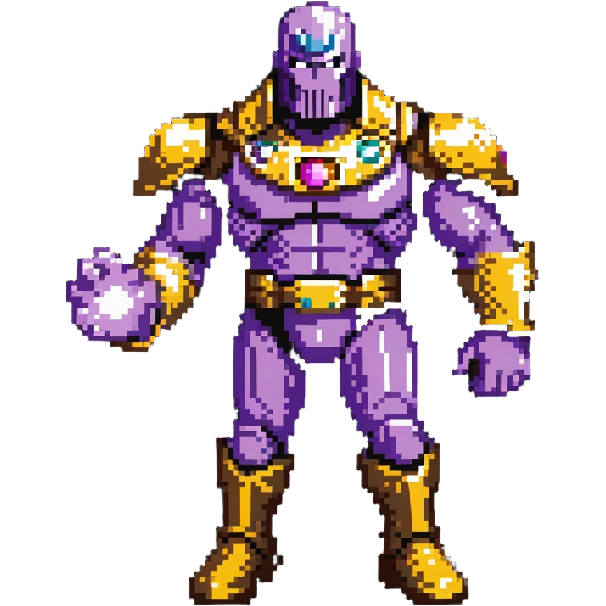 Thanos with infinity gauntlet in Squid Game setting making a power pose emoji