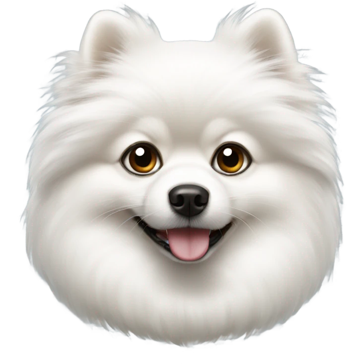 white pomeranian with one black eye emoji