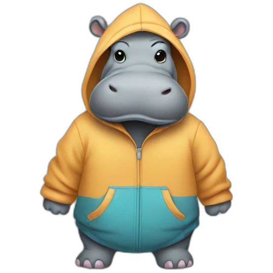 A hippo in a hoodie emoji