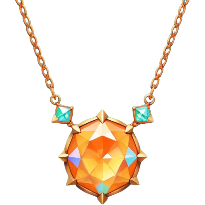 Fantasy Magic Orange Necklace Diamonds Low Poly emoji