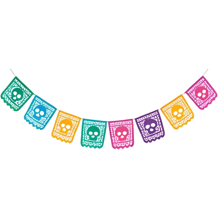 festive one garland of colorful mexican papel picado emoji