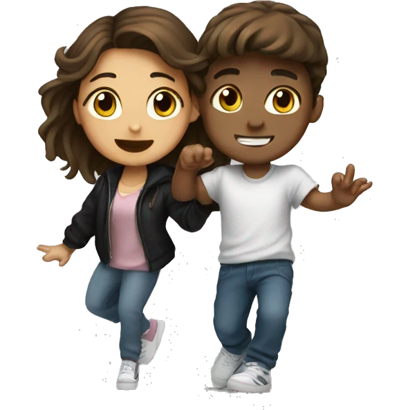 Girl with brown hair dance hip hop with one boy  emoji