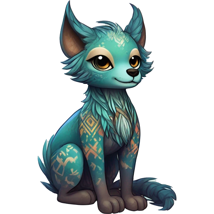 cute Kawaii edgy ethereal shy epic fantasy animal fursona Fionbri creature by griffsnuff & LiLaiRa & Falvie with exotic colors with intricate patterns full body emoji
