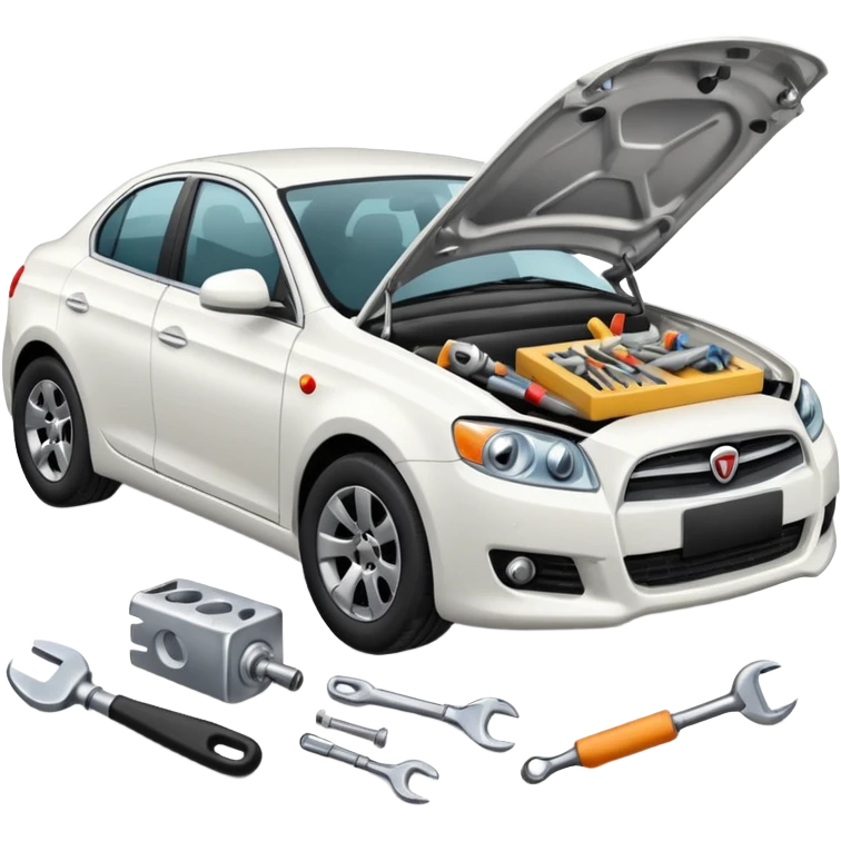 carro blanco en reparacion emoji
