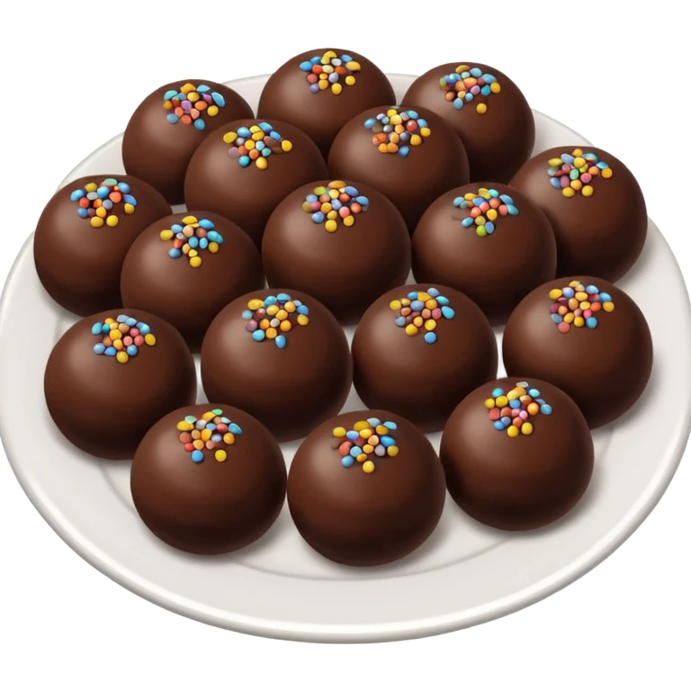 chocolate balls on plate with chocolate sprinkles emoji