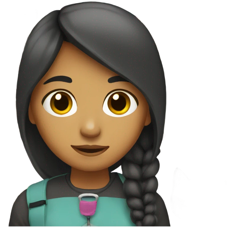A girl with her cat emoji