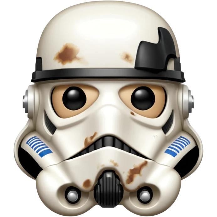 cartoon-style TK421 stormtrooper. Generate it to show the face has an expression like he made a mistake. Similar to a grimace face emoji