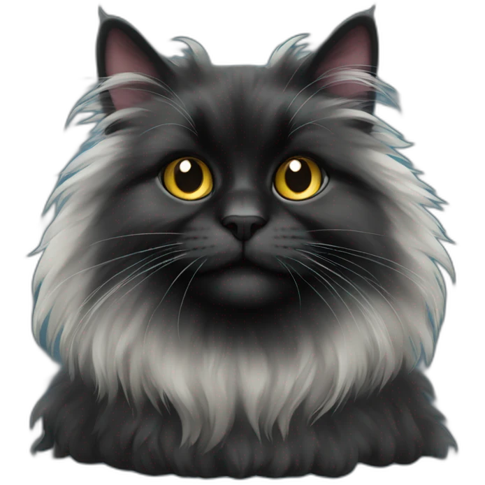 Fluffy black long haired cat emoji