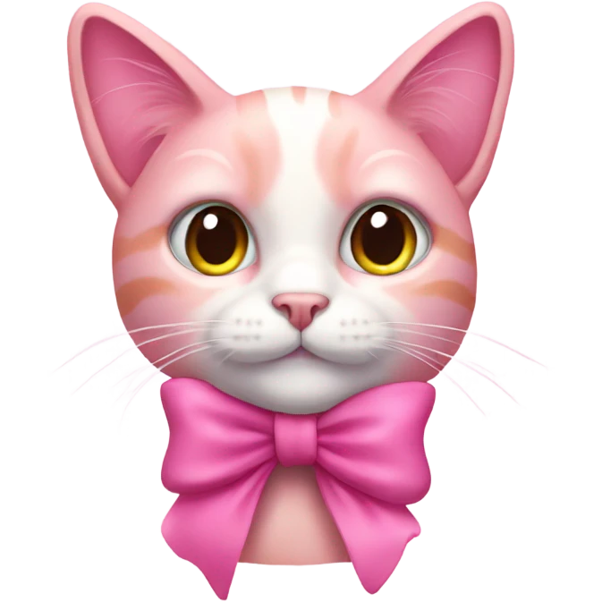 pink cat with pink bow emoji