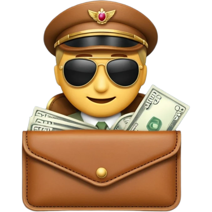 Aviator money emoji, wallet full of cash, casino vibe, premium 3D emoji style, clean, no background
 emoji