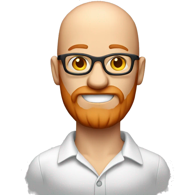 3d almost bald man with red glasses and ginger beard wearing modern shirt emoji