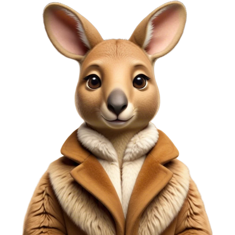 Cinematic Realistic Noble Kangaroo Portrait Emoji, Poised and dignified, with a strong, athletic build and a detailed, tawny coat rendered in natural fur texture, a distinctly elongated face with alert, expressive eyes and a subtle snout, high shine, intelligent and resolute, styled with an air of outback authority, focused and attentive, soft glowing outline, capturing the essence of a watchful and confident kangaroo that appears ready to bound out of the screen with effortless power! emoji