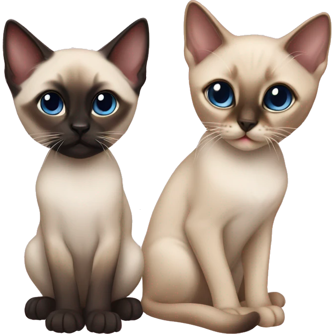 A boy Siamese kitten and a girl Siamese kitten emoji