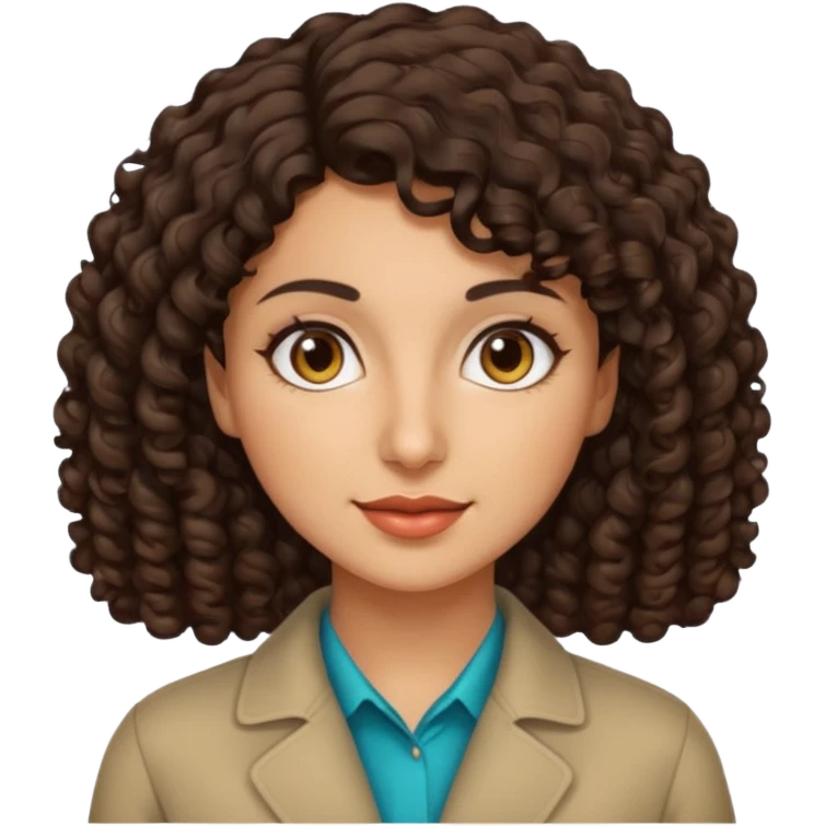 30 yr iranian woman dark brown hair curly wavy short hair emoji