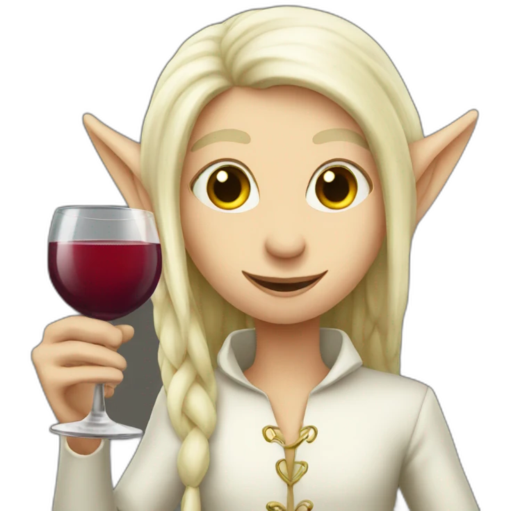 white elf drinking wine emoji