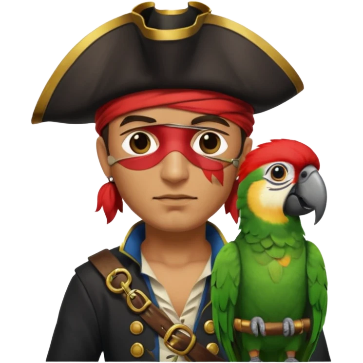pirate with eye patch and parrot emoji