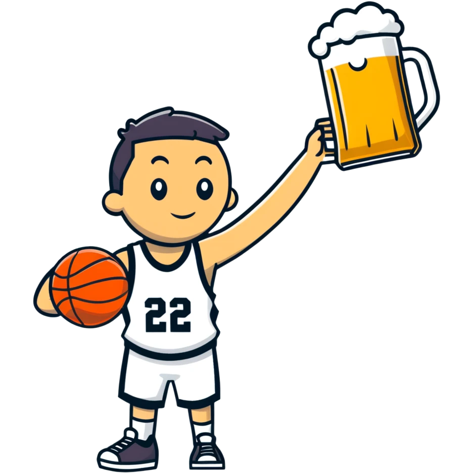 Lanky basketball player with a beer emoji