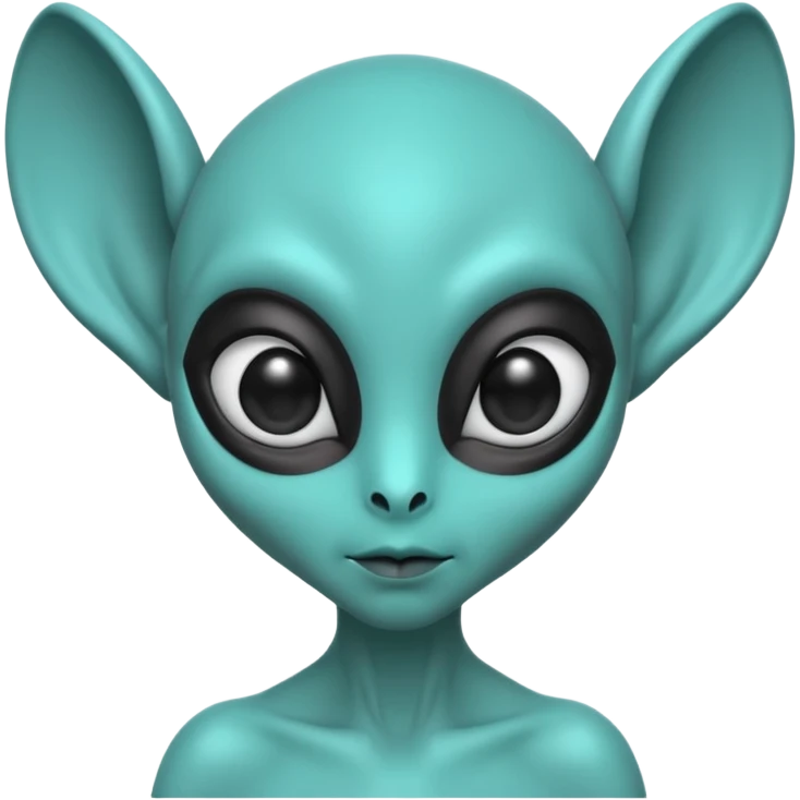 teal alien with two ears and big black eyes emoji
