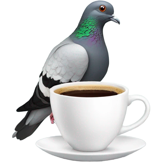 Pigeon drinking coffee emoji