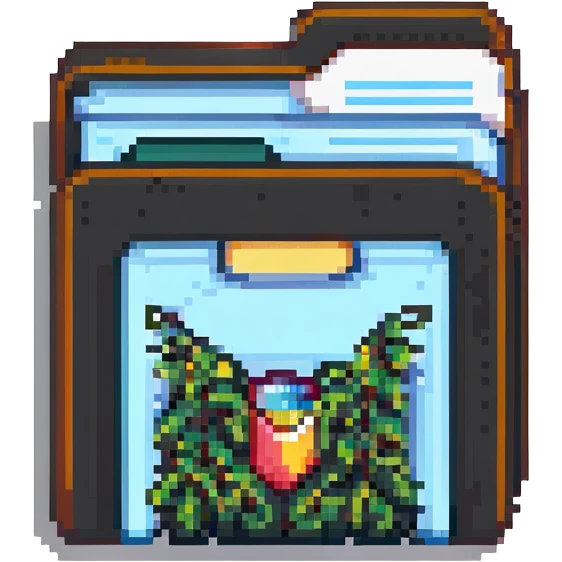 pixel art icon of a folder with a document inside emoji