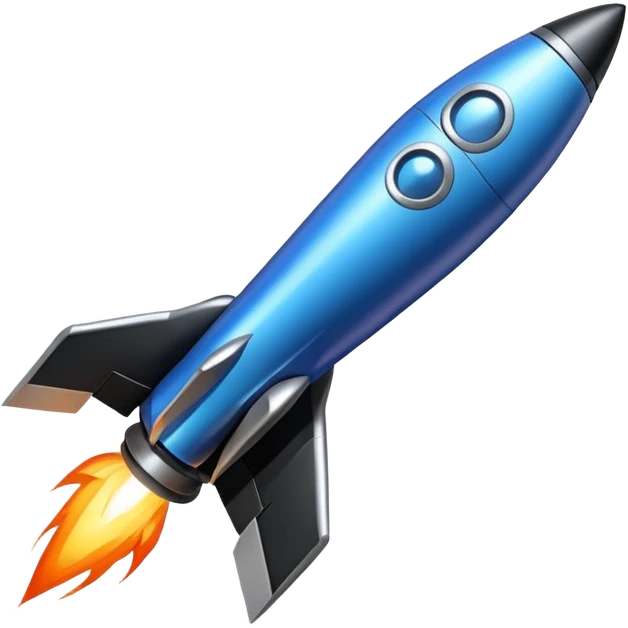 Rocket, dark black blue, inclined emoji