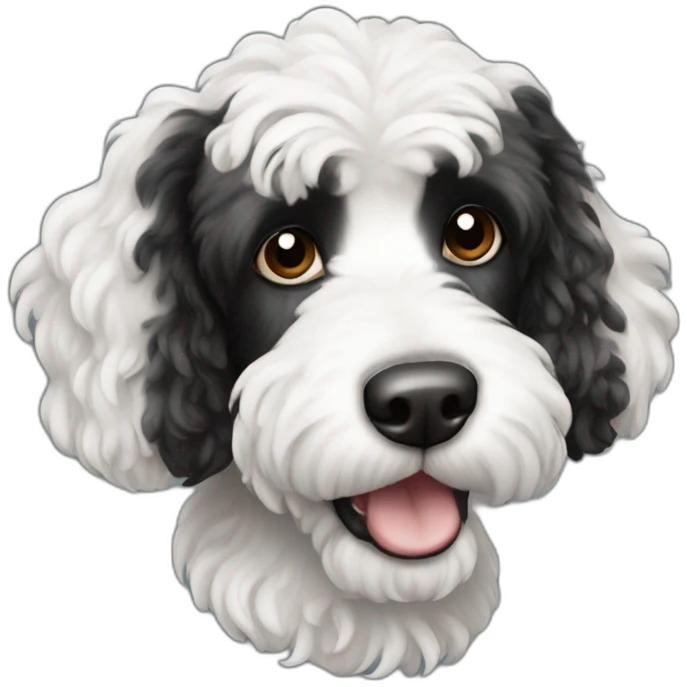 white and black cockapoo emoji