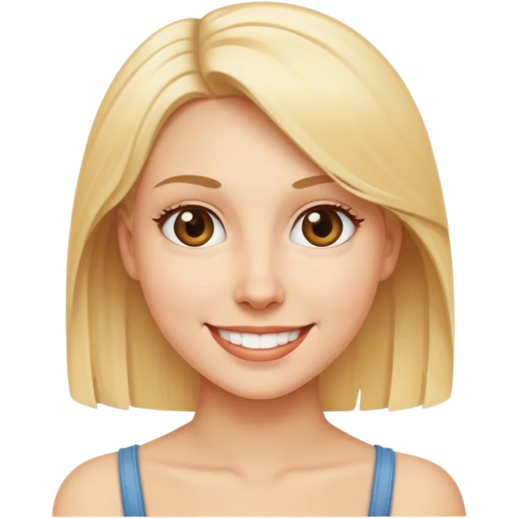 smiling blonde woman looking at viewer emoji