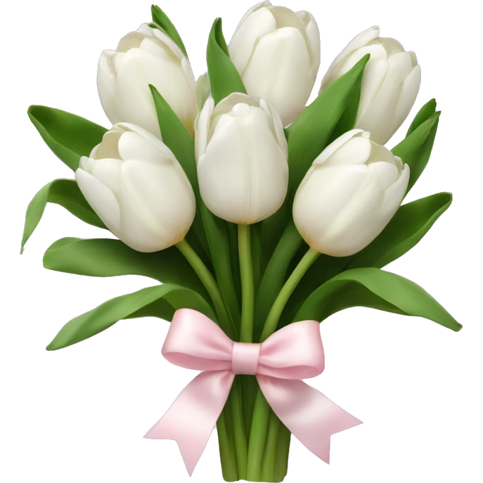 White tulips bouquet with light pink bow  emoji