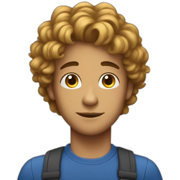 a young man with big blue lockes and he has stars emoji
