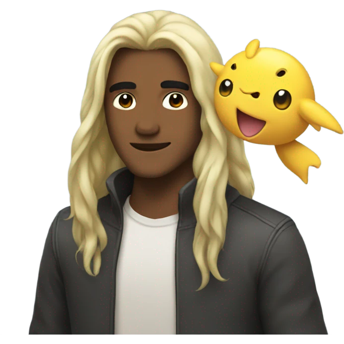 Guy long hair woth pokemon  emoji