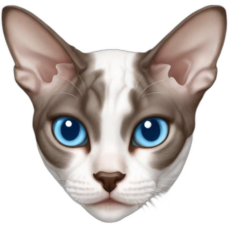 white to chocolate point devon rex cat with blue eyes emoji