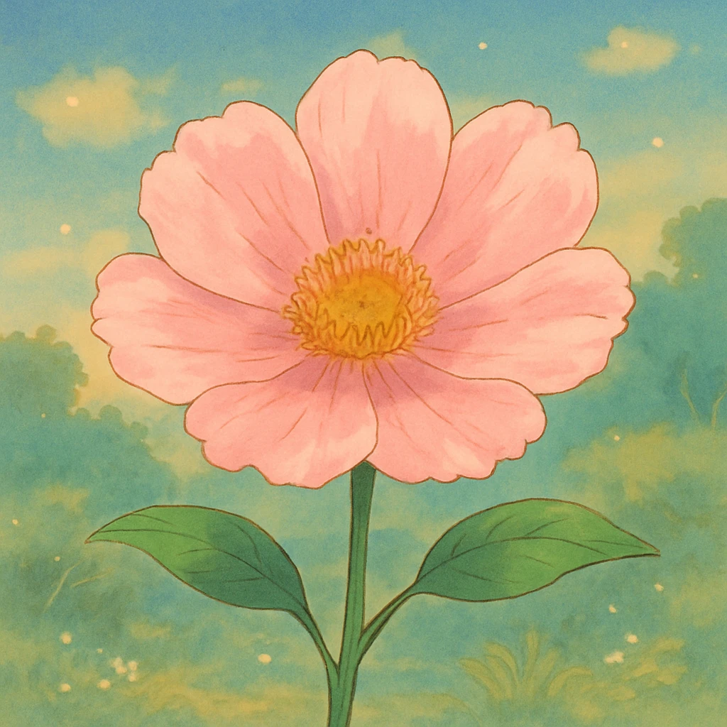 a pink flower in Ghibli style emoji