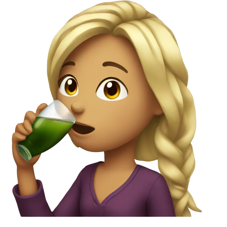 A girl drinking vine emoji